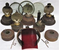 A lot containing various WR brass collar HAND LAMP SPARES to include 3 x vessels complete with