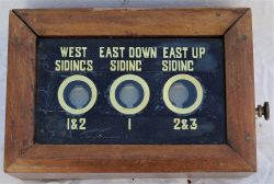 Signal Box train arrival annunciator instrument. WEST SIDINGS. EAST DOWN SIDING. EAST UP SIDING.