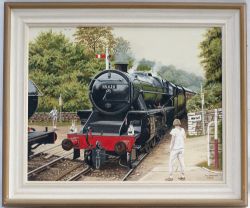 Original Painting. 45428 on the North York Moors Railway by LEN DARWELL 1986.