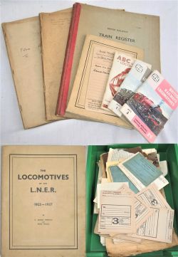 A lot containing various railway related paperwork and books to include train registers from