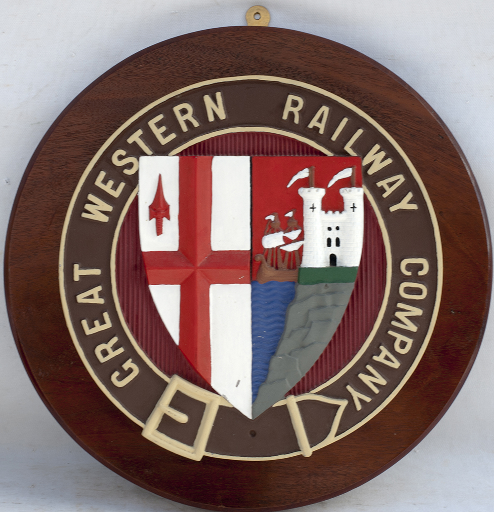 REPRODUCTION GWR Crest mounted onto mahogany and painted.