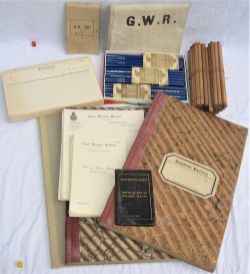 A collection of railway stationary items to include a box containing approximately 32 unused blue BR