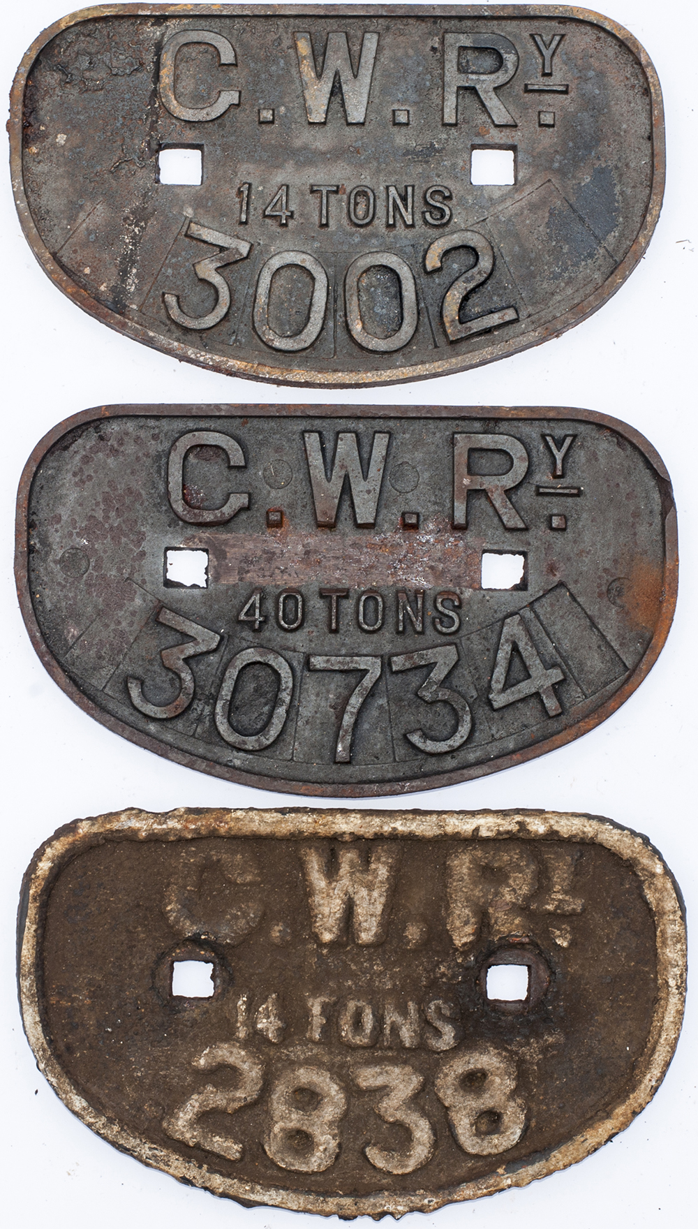 3 x GWR D Wagon plates.2 x 14 tons together with 40 tons.
