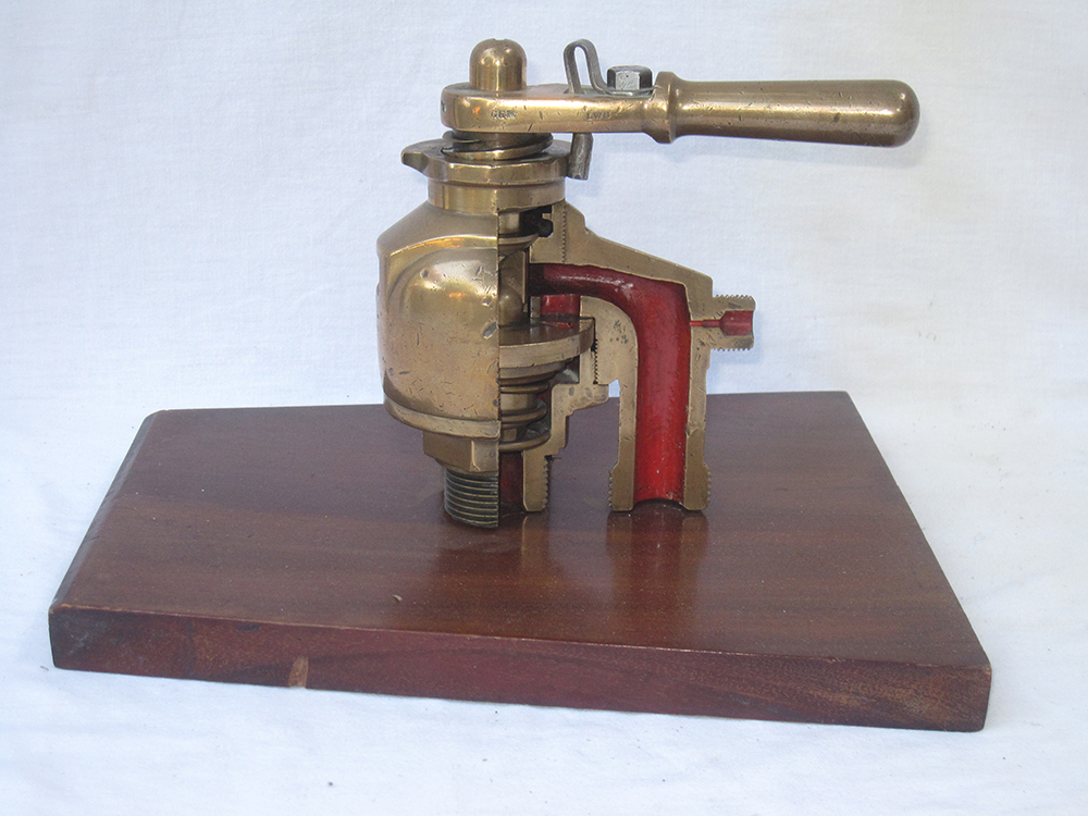 Brass cut away hand operated VALVE ASSESSEMBLY as used for Locomotive mutual improvement classes