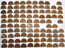 A collection of 96 BRW half moon pay checks numbered 1 to 100 with missing numbers. Recovered from