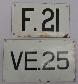 2 x Enamel Signal identification plates. F.21 and VE.25.