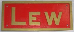 Reproduction brass Locomotive Nameplate. LEW. The original locomotive was used on the Lynton &