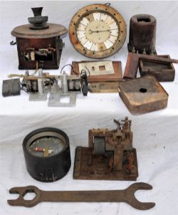 A Lot containing signalling and telephone parts to include an early GWR telephone with horn mouth