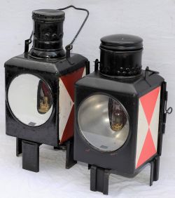 A pair of German Railway Lamps. Date unknown. Complete with burners.