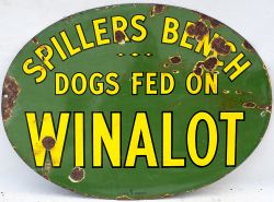 Enamel Advertising Sign. SPILLERS BENCH DOGS FEED ON WINALOT.