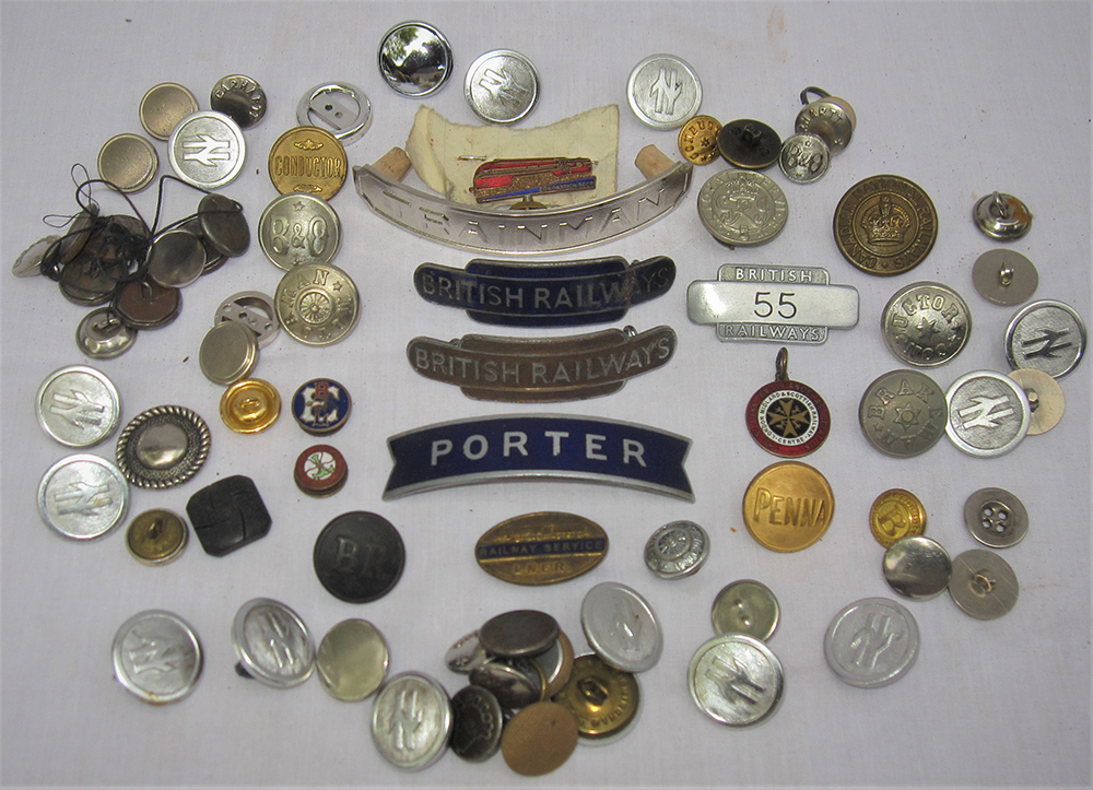 A collection of British Rail badges and buttons together with other miscellaneous items to include