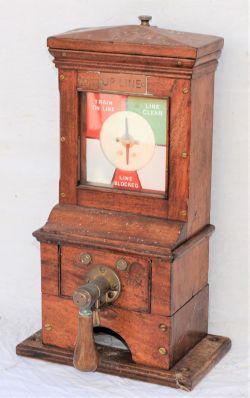 Midland Railway pegging BLOCK INSTRUMENT. Complete with UP LINE brass plate in good unrestored