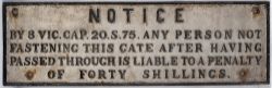 GWR untitled GATE NOTICE. Original condition.