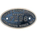 LNER 9x5 tenderplate LONDON & NORTH EASTERN RAILWAY DARLINGTON WORKS 1944 7296 ex Thompson B1 4-6-