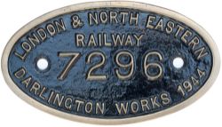 LNER 9x5 tenderplate LONDON & NORTH EASTERN RAILWAY DARLINGTON WORKS 1944 7296 ex Thompson B1 4-6-