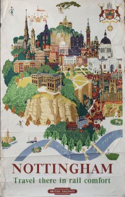 Poster BR(M) NOTTINGHAM by Kerry Lee 1953. Double Royal 25in x 40in. In good condition with some