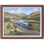 Original oil painting on canvas of Coronation 4-6-2 Pacific 46226 DUCHESS OF NORFOLK ON THE ROYAL