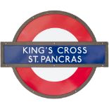 London Transport Underground enamel target/bullseye sign KING'S CROSS ST PANCRAS in original