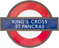 London Transport Underground enamel target/bullseye sign KING'S CROSS ST PANCRAS in original