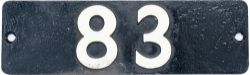 Smokebox numberplate 83 ex Rhymney Railway Hurry Riches 0-6-2 T built by R. Stephenson as works