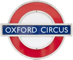 London Transport Underground enamel target/bullseye station sign OXFORD CIRCUS. In original cast