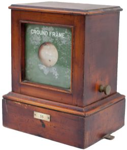 Midland Railway Ground Frame mahogany cased Indicator stamped MRCo 1914 on the top and traffolite