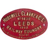 Worksplate HUDSWELL CLARKE & CO LTD LEEDS BUILT BY ROBERT STEPHENSON & HAWTHORNS LTD DARLINGTON