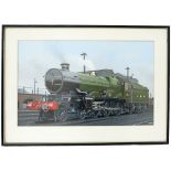 Original Gouache watercolour painting of Great Western Railway Castle No 4037 THE SOUTH WALES