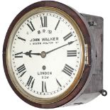 London and South Western Railway 8 inch Mahogany cased iron dial fusee clock with a cast brass bezel