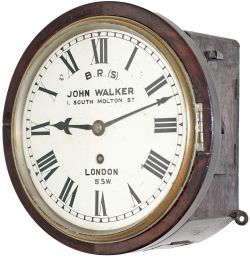 London and South Western Railway 8 inch Mahogany cased iron dial fusee clock with a cast brass bezel