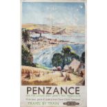Poster BR(W) PENZANCE FOR THE LIZARD AND LAND'S END PENINSULAS by Jack Merriott 1962. Double Royal