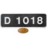 Diesel cabside numberplate D1018 ex Western Class 52 Diesel Hydraulic named Western Buccaneer