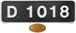 Diesel cabside numberplate D1018 ex Western Class 52 Diesel Hydraulic named Western Buccaneer