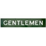 Southern Railway enamel station sign GENTLEMEN. In virtually mint condition measures 36in x 7in.