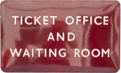 BR(M) FF enamel sign TICKET OFFICE AND WAITING ROOM. In very good condition with a few minor edge