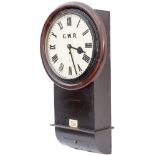 Great Western Railway 12 inch mahogany cased drop dial trunk fusee railway clock with a large