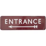 BR(M) FF enamel sign ENTRANCE with left facing arrow. In good condition with a few edge chips.
