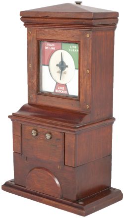 Midland Railway mahogany cased Non Pegging Block Instrument, case stamped MRCo and with enamel dial.