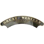 Nameplate GREAT WESTERN ex GWR Collett Castle 4-6-0 built at Swindon in 1946 and named Ogmore Castle