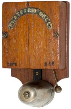 Lancashire and Yorkshire Railway mahogany cased Platform Bell, brass plated PLATFORM BELL and