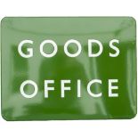BR(S) FF enamel sign GOODS OFFICE measuring 24in x 18in. In excellent condition.