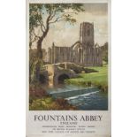 Poster BR(NE) FOUNTAINS ABBEY ENGLAND by Gyrth Russell 1956. Double Royal 25in x 40in. In very