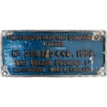 Worksplate THE ENGLISH ELECTRIC COMPANY LTD LONDON THE VULCAN FOUNDRY LTD LOCOMOTIVE WORKS ENGLAND