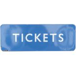 BR(Sc) FF enamel sign TICKETS measuring 28in x 10in. In very good condition with some edge chipping.