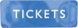 BR(Sc) FF enamel sign TICKETS measuring 28in x 10in. In very good condition with some edge chipping.