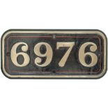 GWR brass cabside numberplate 6976 ex Graythwaite Hall. In lightly cleaned condition. NOTE see