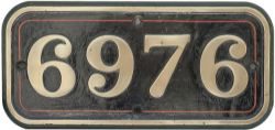 GWR brass cabside numberplate 6976 ex Graythwaite Hall. In lightly cleaned condition. NOTE see