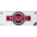 Motoring bus enamel timetable heading MIDLAND RED. Measures 9in x 3.5in and is in very good