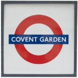 London Transport Underground rectangular enamel target/bullseye sign COVENT GARDEN. In very good