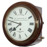 London and North Western Railway 8in mahogany cased English fusee railway clock. The English fusee